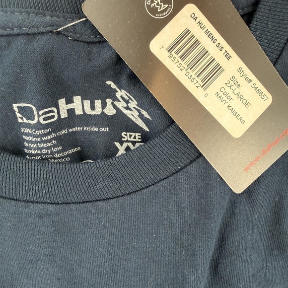 Da Hui Shirt Mens 2XL Navy Kaisers Graphic Surf Hawaii Wave Logo Cotton Tee NWT - Picture 3 of 6